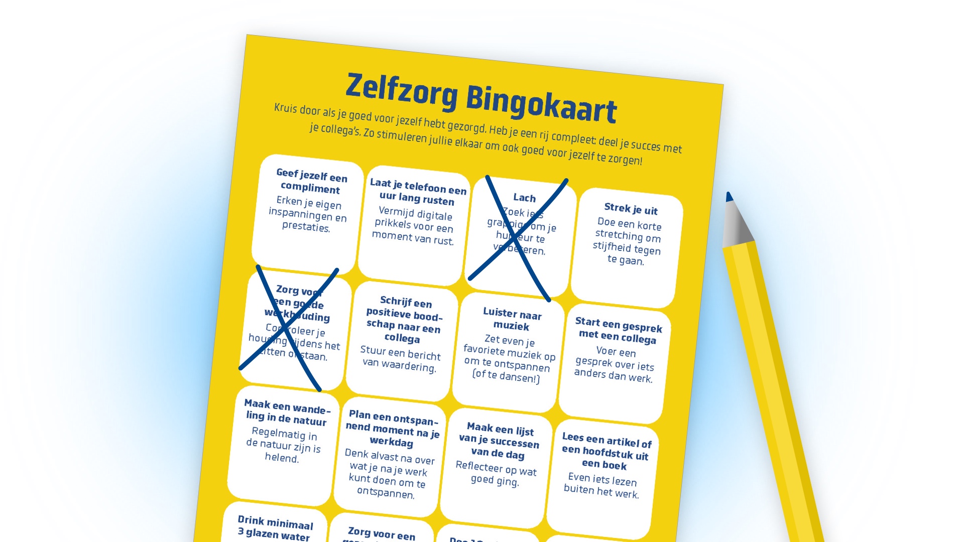 De zelfzorg bingokaart